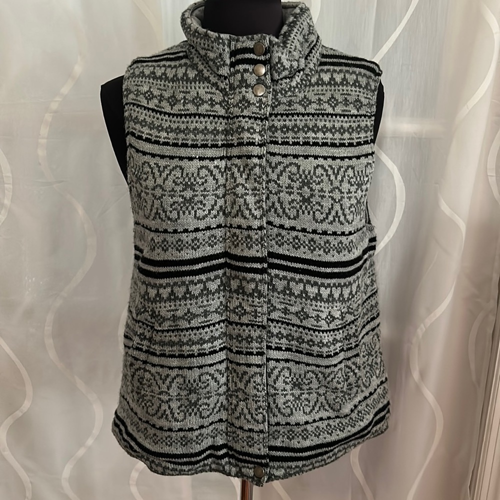 Coldwater Creek, Gray & Black, Zip Up Sweater Vest, Size Small - Picture 1 of 8